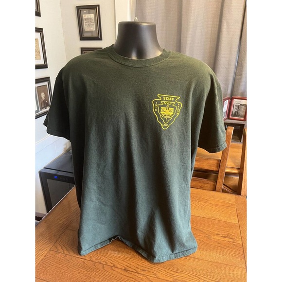 Vintage Boy Scouts Staff T Shirt XL - Twin Arrow NYLT LHC Hunter Green Cub Scout - Picture 1 of 9